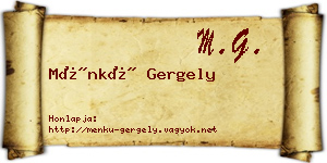 Ménkü Gergely névjegykártya